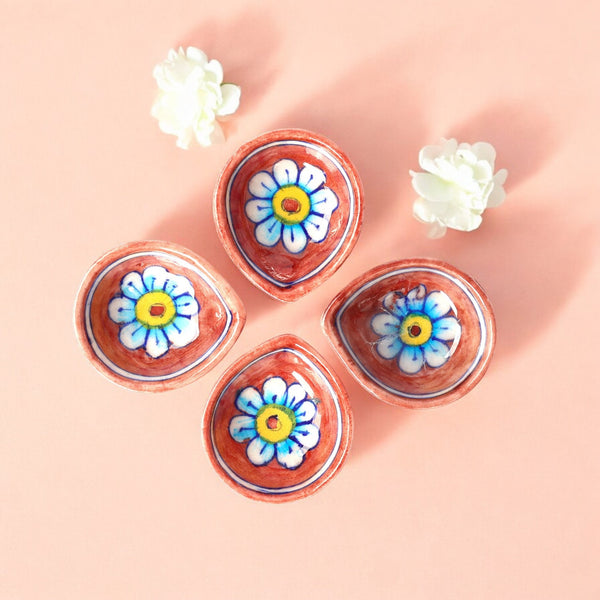 Natriel Blue Pottery Diyas - Set of 4 pink