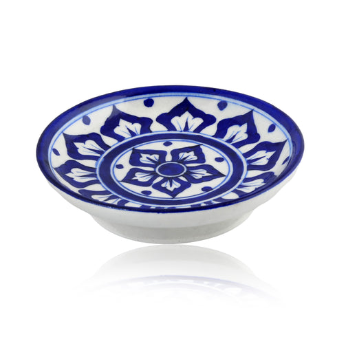 Natriel Blue Pottery Floral Pattern Decorative Plate—Cobalt Blue—6” 6