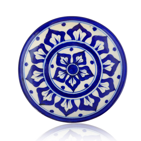 Natriel Blue Pottery Floral Pattern Decorative Plate—Cobalt Blue—6” 6