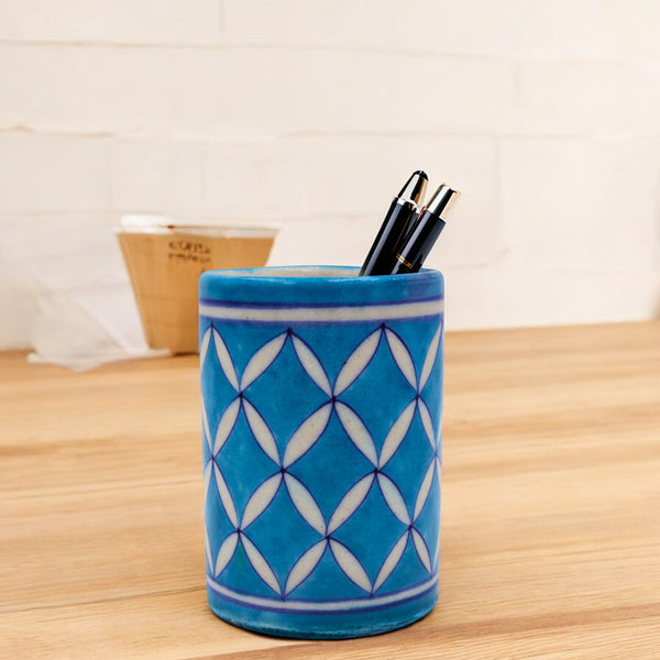 Natriel Blue Pottery Pen Holder