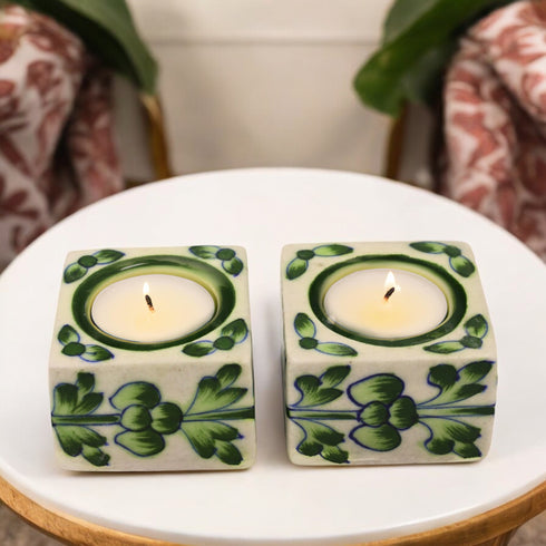 Blue Pottery T-Light Holders2