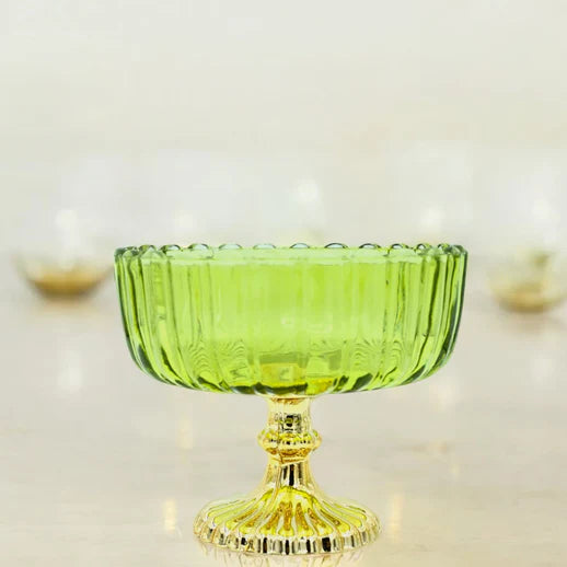 Green Decorative Glass Fruit Bowl – Elegant Centerpiece for Dining and Home Decor