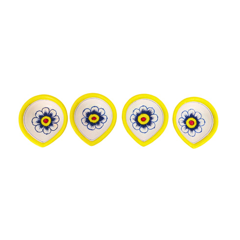 Natriel Hand-Painted Ceramic Diyas - Set of 4 – Lavender and Yellow