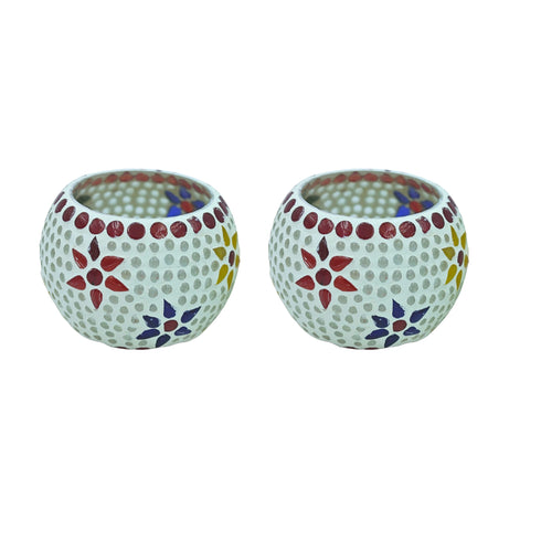 Natriel Mosaic T-light - Floral Pattern - Set of 2