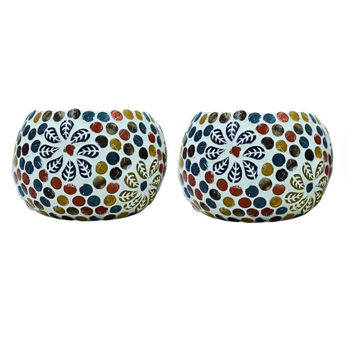 Mosaic T-light - Floral Pattern - Set of 2