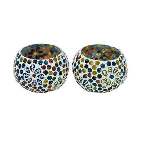 Mosaic T-light - Floral Pattern - Set of 2
