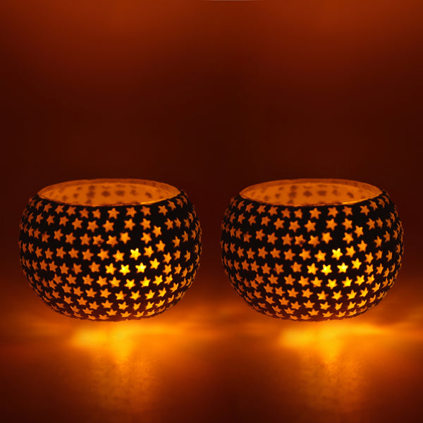 Mosaic T-light - Star Pattern - Set of 2