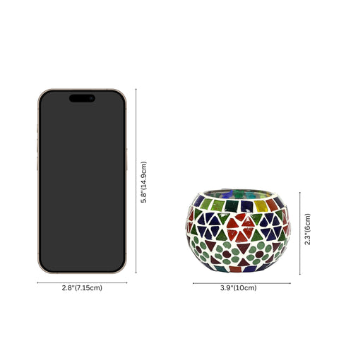 Natriel Multicolour Mosaic T-light Holders – Set of 2