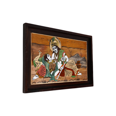 Natriel Mysore Inlay Rosewood Painting of Radha Krishna