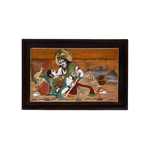 Natriel Mysore Inlay Rosewood Painting of Radha Krishna