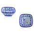 Natriel Set of 2 Floral Pattern Blue Pottery Bowls—White and Blue—6”