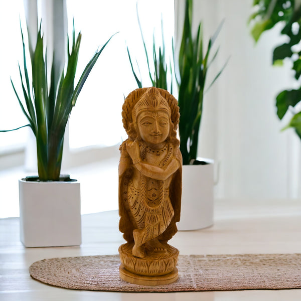 Natriel Wooden Idol of Lord Krishna