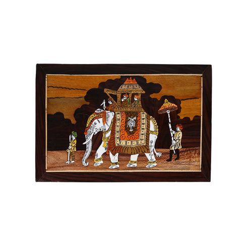 Natriel Wooden Mysore Inlay Painting of Dasara Procession