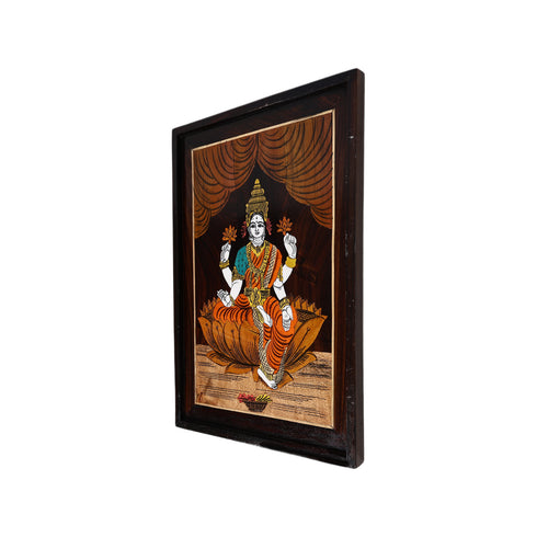 Natriel Wooden Mysore Inlay Painting of Goddess Lakshmi