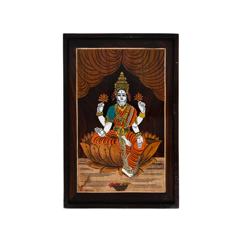 Natriel Wooden Mysore Inlay Painting of Goddess Lakshmi