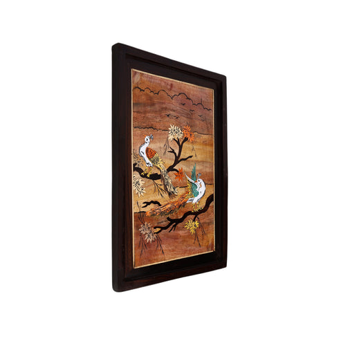 Natriel Wooden Mysore Inlay Painting of Graceful Peacocks on a Tree