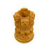 Close-up of carved Ashoka Pillar detail on wooden pen stand