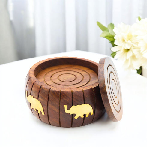 Natriel Wooden Tea Coasters Set