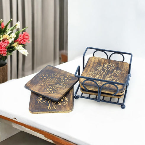 Natriel Wooden Tea Coasters Set