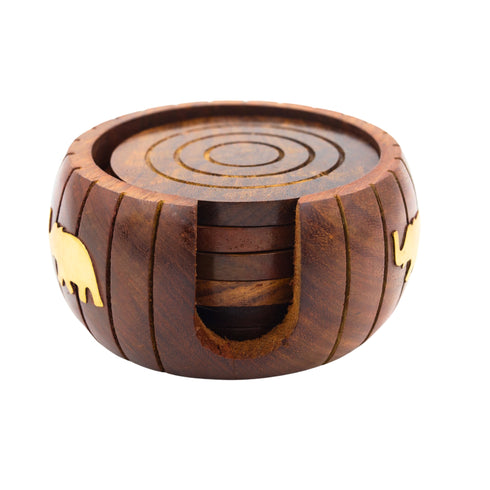 Natriel Wooden Tea Coasters Set