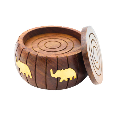 Natriel Wooden Tea Coasters Set