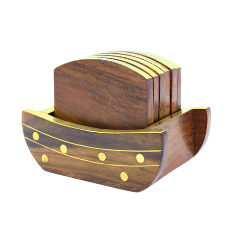 Natriel Wooden Tea Coasters Set