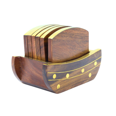 Natriel Wooden Tea Coasters Set