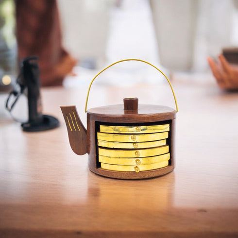 Natriel Wooden Tea Coasters Set