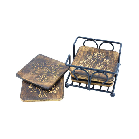 Natriel Wooden Tea Coasters Set