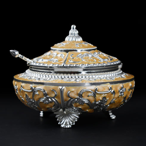 Ornamental Enamel Peach Dry Fruit Serving Bowl