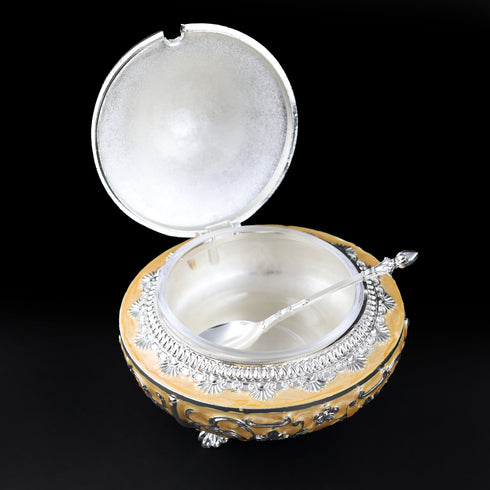 Ornamental Enamel Peach Dry Fruit Serving Bowl