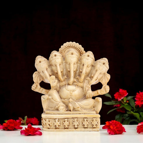 Panchmukhi Cultured Marble Ganesha