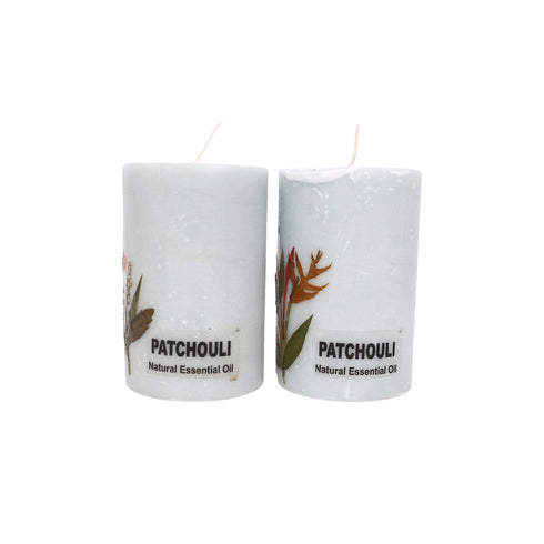 Patchouli Scented Eco-friendly Soy Wax Pillar Candles-Set of 2