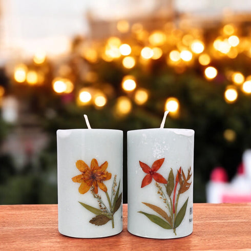Patchouli Scented Eco-friendly Soy Wax Pillar Candles-Set of 2