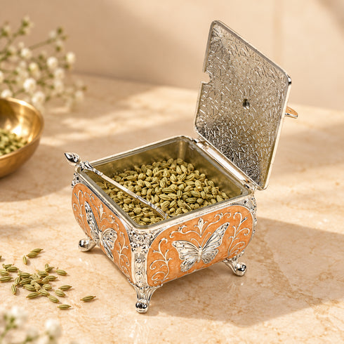 Peach Butterfly Sugar Pot & Decorative Box