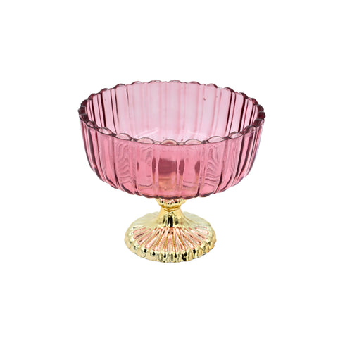 Pink Decorative Glass Fruit Bowl – Elegant Centerpiece for Dining and Home Decor