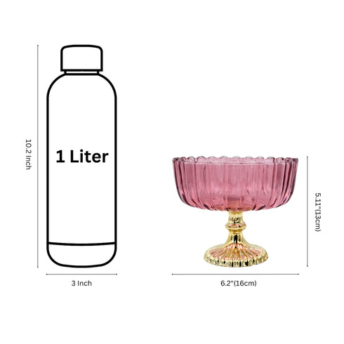 Pink Decorative Glass Fruit Bowl – Elegant Centerpiece for Dining and Home Decor