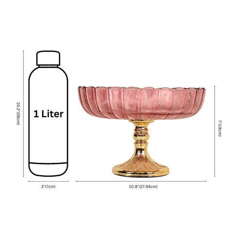 Pink Decorative Glass Fruit Bowl – Elegant Centerpiece for Dining and Home Decor