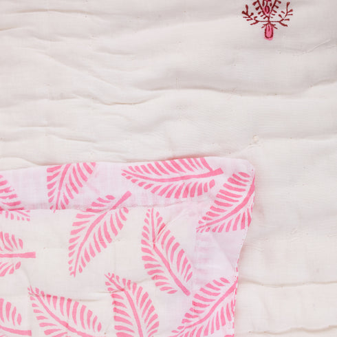 Pink Paisley Muslin Cotton Handmade Razai – Hand Block Print