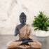 Polyresin Black Buddha Statue with Gold Robe | Feng Shui Protection Gift | Meditation Zen Decor | Vastu Spiritual Balance | Office Home Blessing