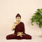 Polyresin Golden Buddha Statue with Burgundy Robe | Vastu Wealth Gift | Meditation Zen Decor | Feng Shui Home Office Protection
