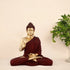 Polyresin Golden Buddha Statue with Burgundy Robe | Vastu Wealth Gift | Meditation Zen Decor | Feng Shui Home Office Protection