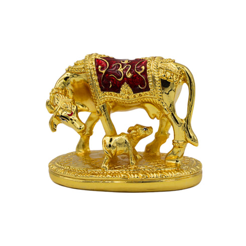 Polyresin Kamdhenu Cow Statue - Golden