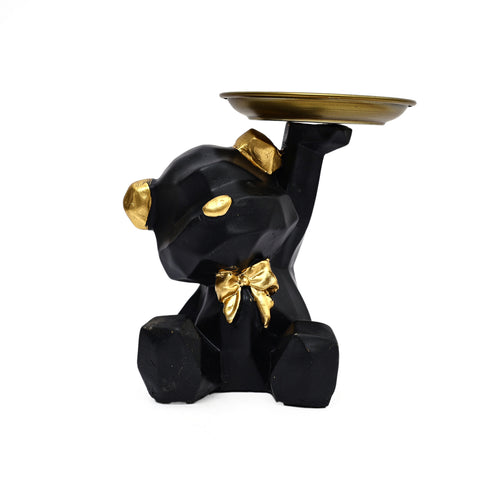 Polyresin Teddy Bear figurine with plate