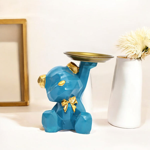 Polyresin Teddy Bear figurine with plate