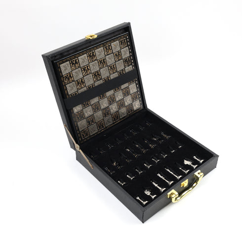 Premium Brass Chess Set in Leather Briefcase