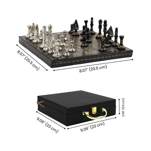 Premium Brass Chess Set in Leather Briefcase