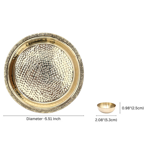 Pure Brass Pooja Thali Set - Including 4 Brass Katori’s