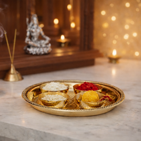 Pure Brass Pooja Thali Set