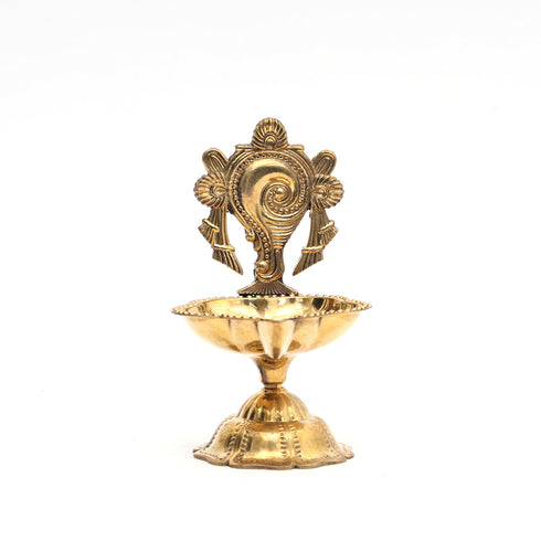 Pure Brass Shankh Chakra Diya – Pooja Essential